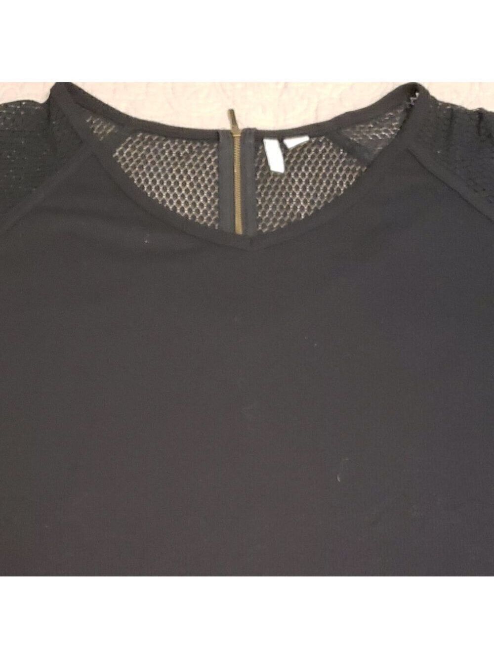 CATO Black Knit Top with Lace Zippered back